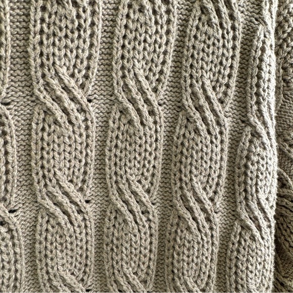 Joie Tan Long Sleeve Cable Knit Long Cardigan Open Front Sweater Size Large - Picture 11 of 13